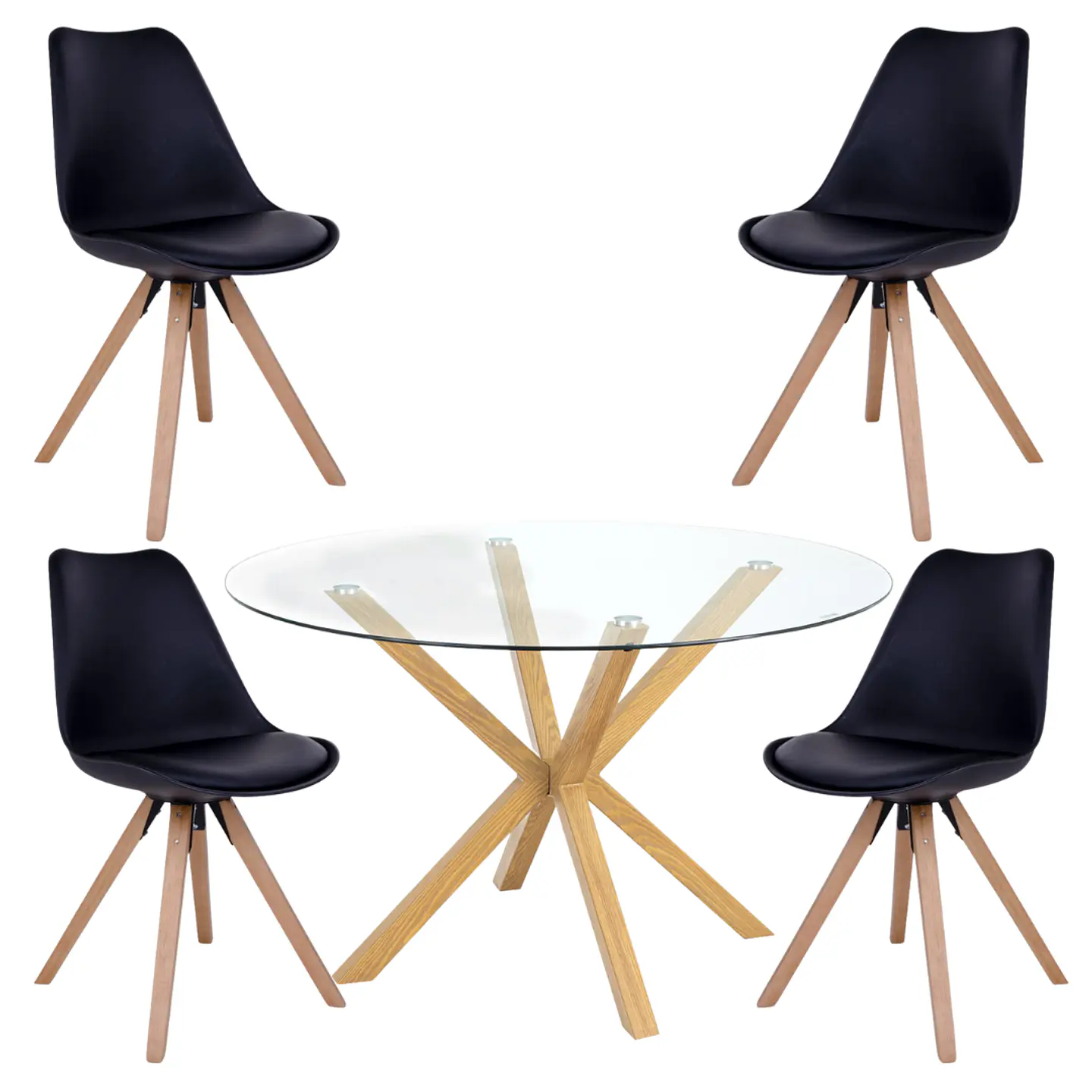 Mesa Valdivia Nordic Redonda Vidrio +4 Sillas Tulip Nordic – Comedor  6