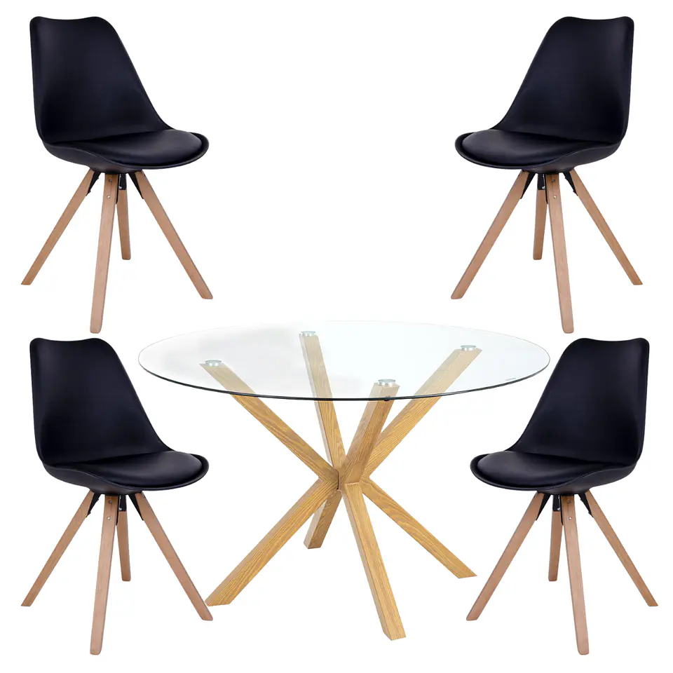 Mesa Valdivia Nordic Redonda Vidrio +4 Sillas Tulip Nordic – Comedor  6