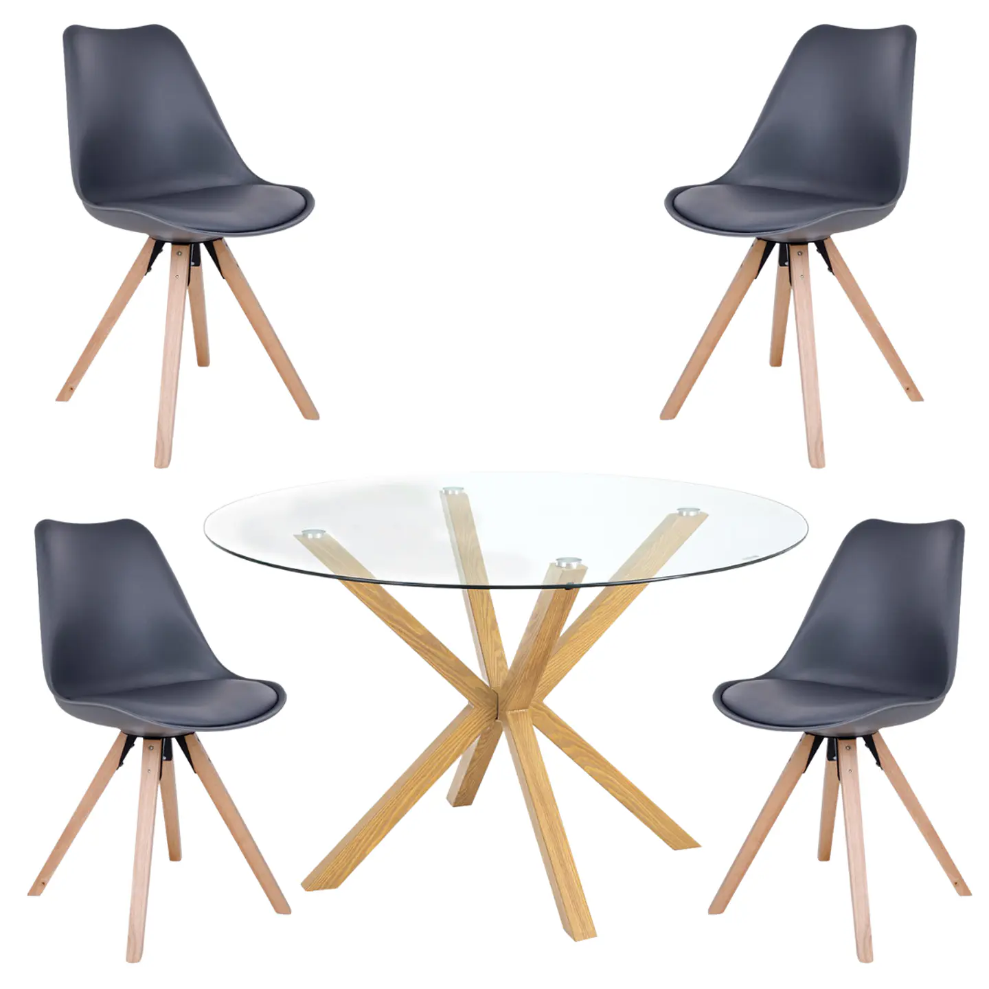Mesa Valdivia Nordic Redonda Vidrio +4 Sillas Tulip Nordic – Comedor  7