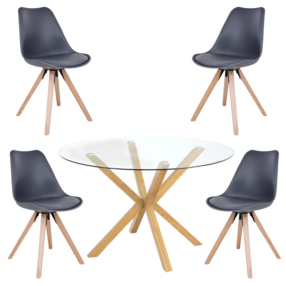 Mesa Valdivia Nordic Redonda Vidrio +4 Sillas Tulip Nordic – Comedor  7