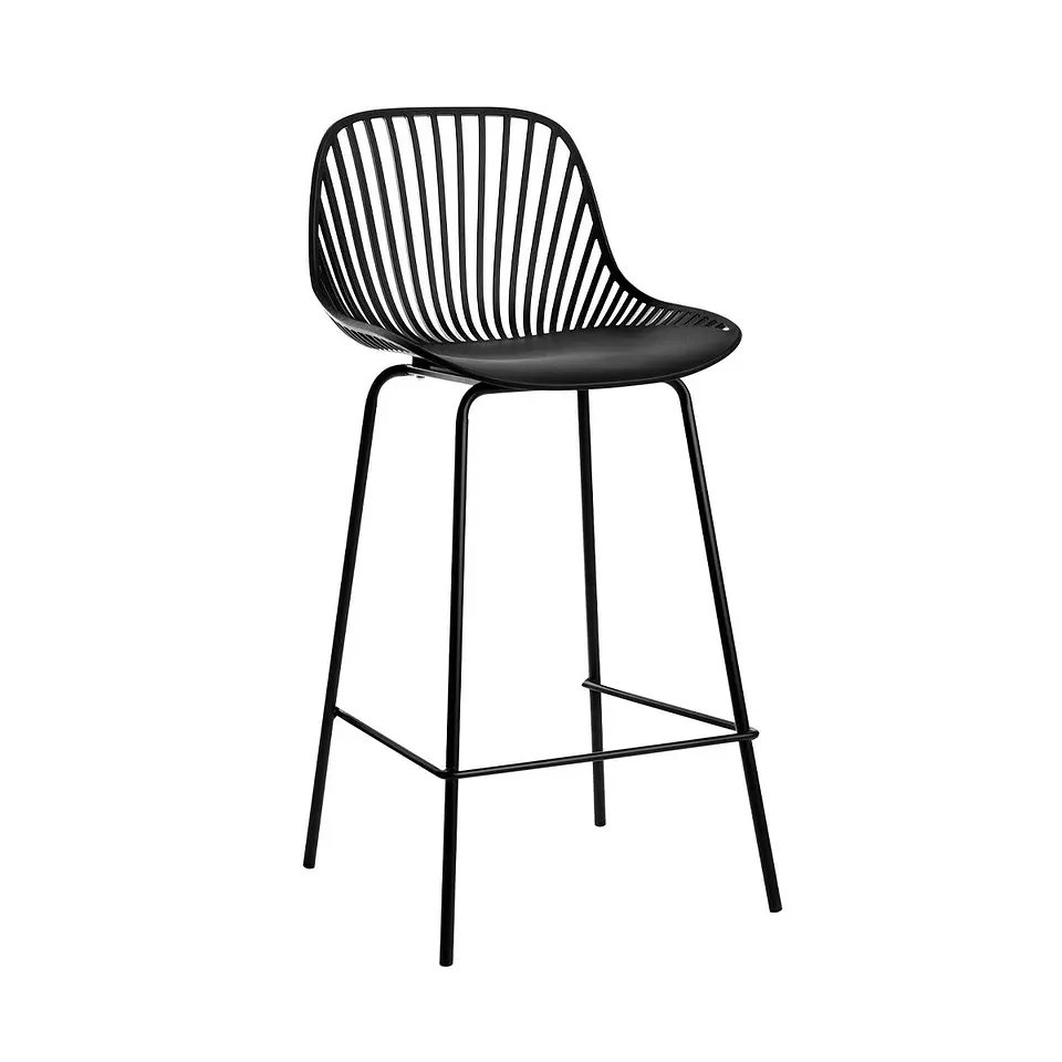Taburete Bar Alto Clayton Polipropileno Negro- Cocina Restaurant Terraza 3