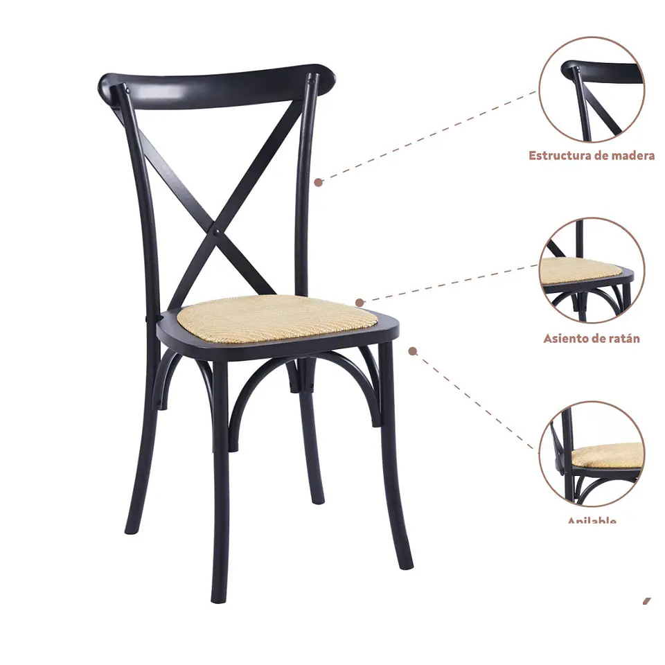 Silla Crossback Madera Rattan 7