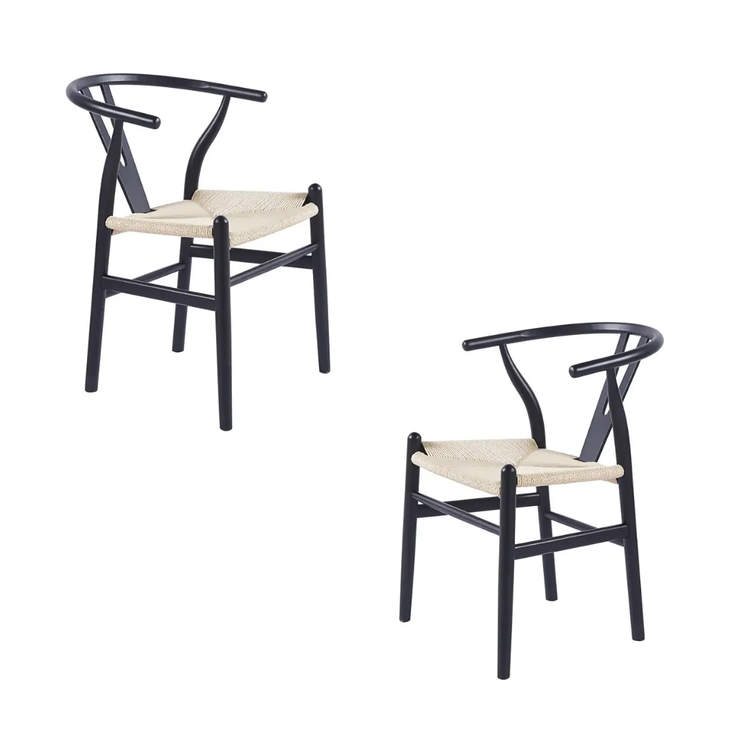 Silla Wishbone de Madera con Asiento de Hilo de Cuerda 3