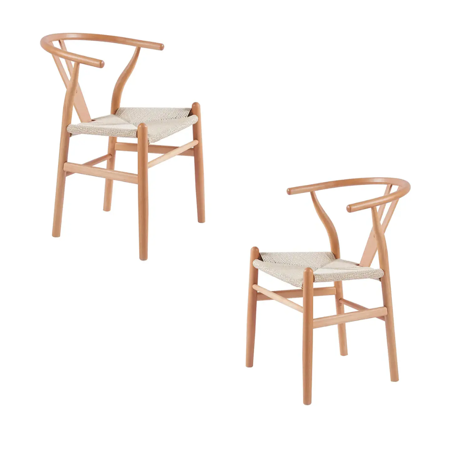 Silla Wishbone de Madera con Asiento de Hilo de Cuerda 4
