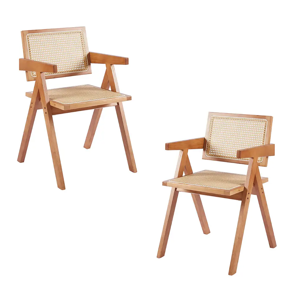 Pack 2 Silla Chandigarh Madera Rattan Comedor Living Cafetería 2