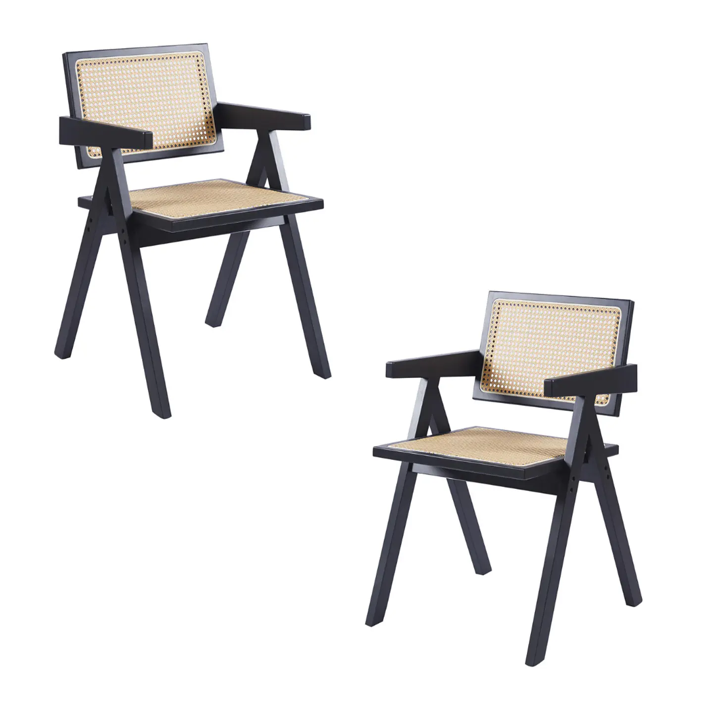 Pack 2 Silla Chandigarh Madera Rattan Comedor Living Cafetería 3