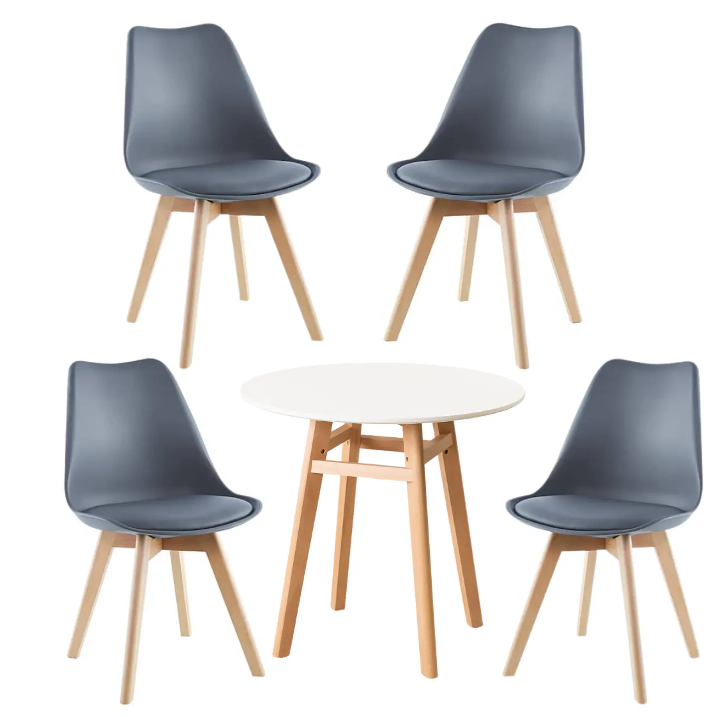 Comedor Redondo Vidrio 4 Sillas Tulip Nordic – Mesa 80cm 15