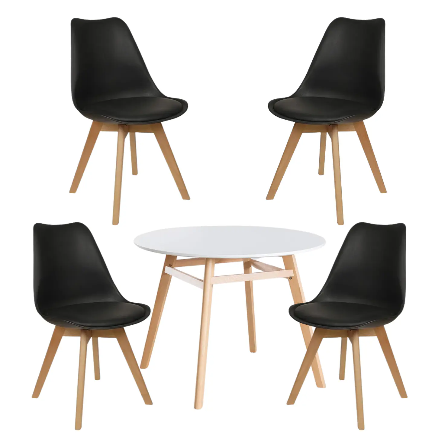 Comedor Redondo Vidrio 4 Sillas Tulip Nordic – Mesa 80cm 16