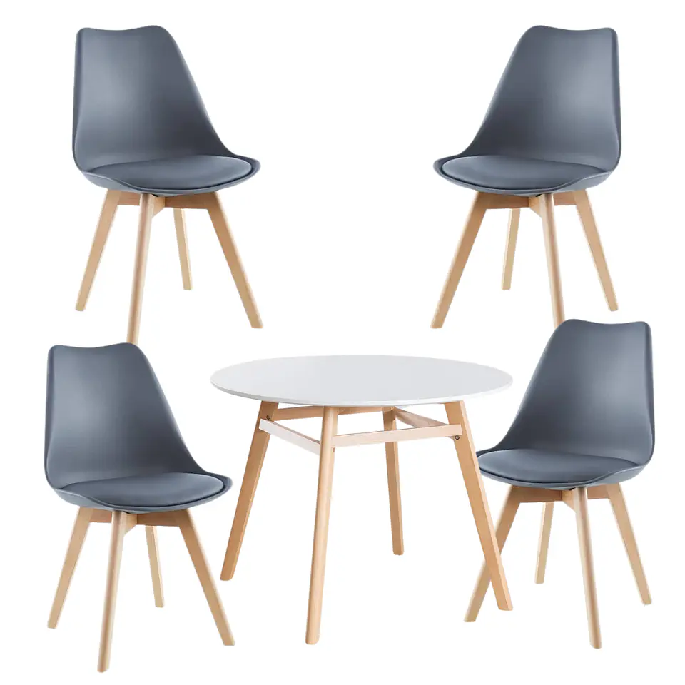 Comedor Redondo Vidrio 4 Sillas Tulip Nordic – Mesa 80cm 13