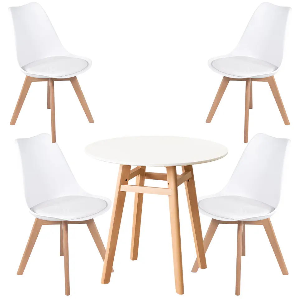 Comedor Redondo Vidrio 4 Sillas Tulip Nordic – Mesa 80cm 19