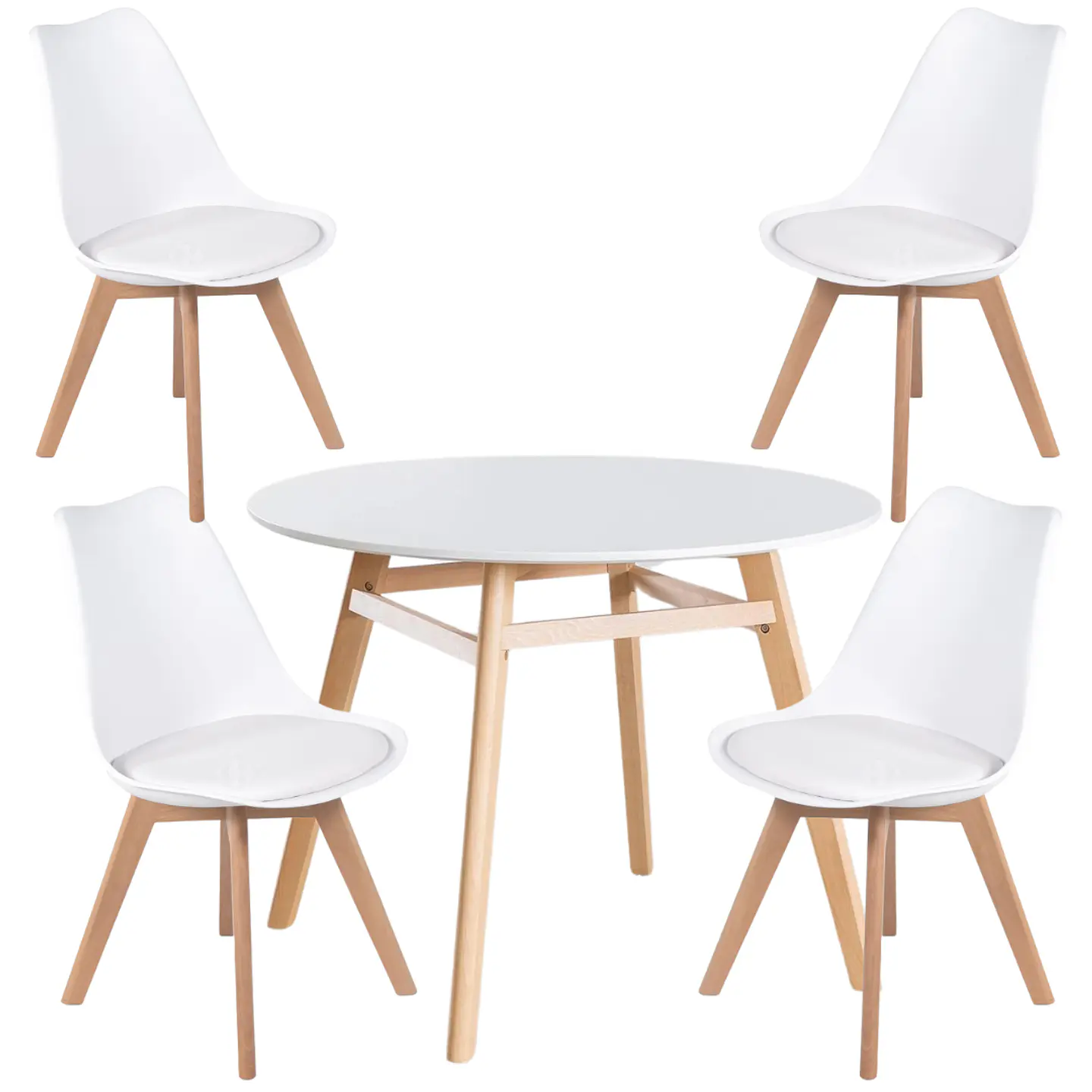 Comedor Redondo Vidrio 4 Sillas Tulip Nordic – Mesa 80cm 20