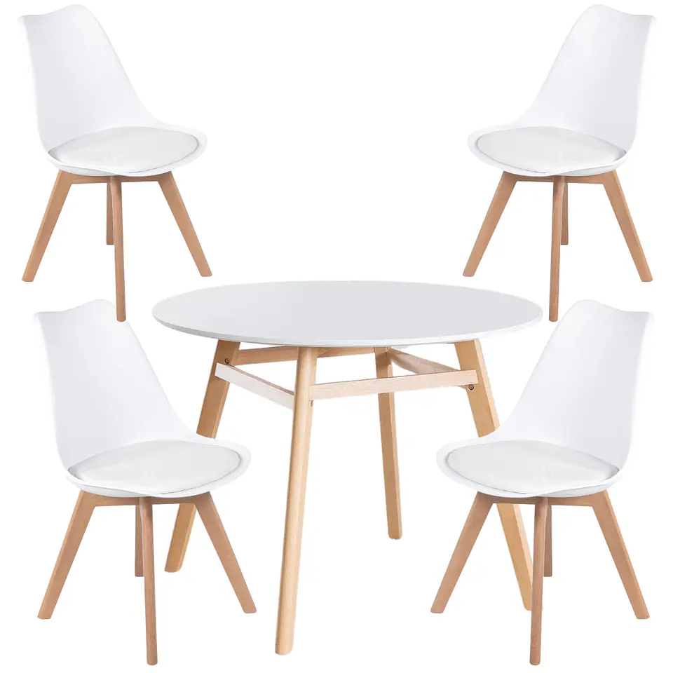 Comedor Redondo Vidrio 4 Sillas Tulip Nordic – Mesa 80cm 20
