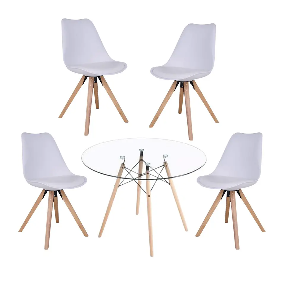 Comedor Redondo Vidrio 4 Sillas Nordic – Mesa 80cm 2
