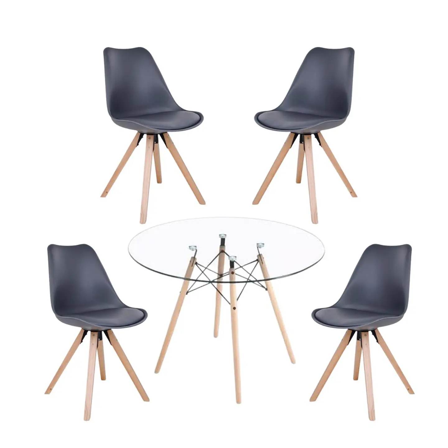 Comedor Redondo Vidrio 4 Sillas Nordic – Mesa 80cm 3