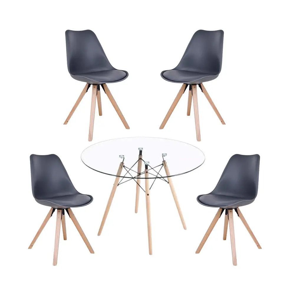 Comedor Redondo Vidrio 4 Sillas Nordic – Mesa 80cm 3
