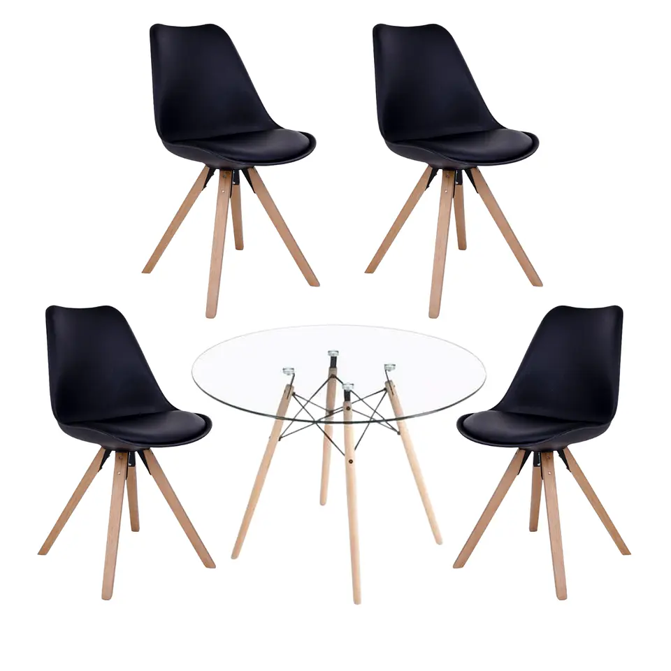 Comedor Redondo Vidrio 4 Sillas Nordic – Mesa 80cm 1