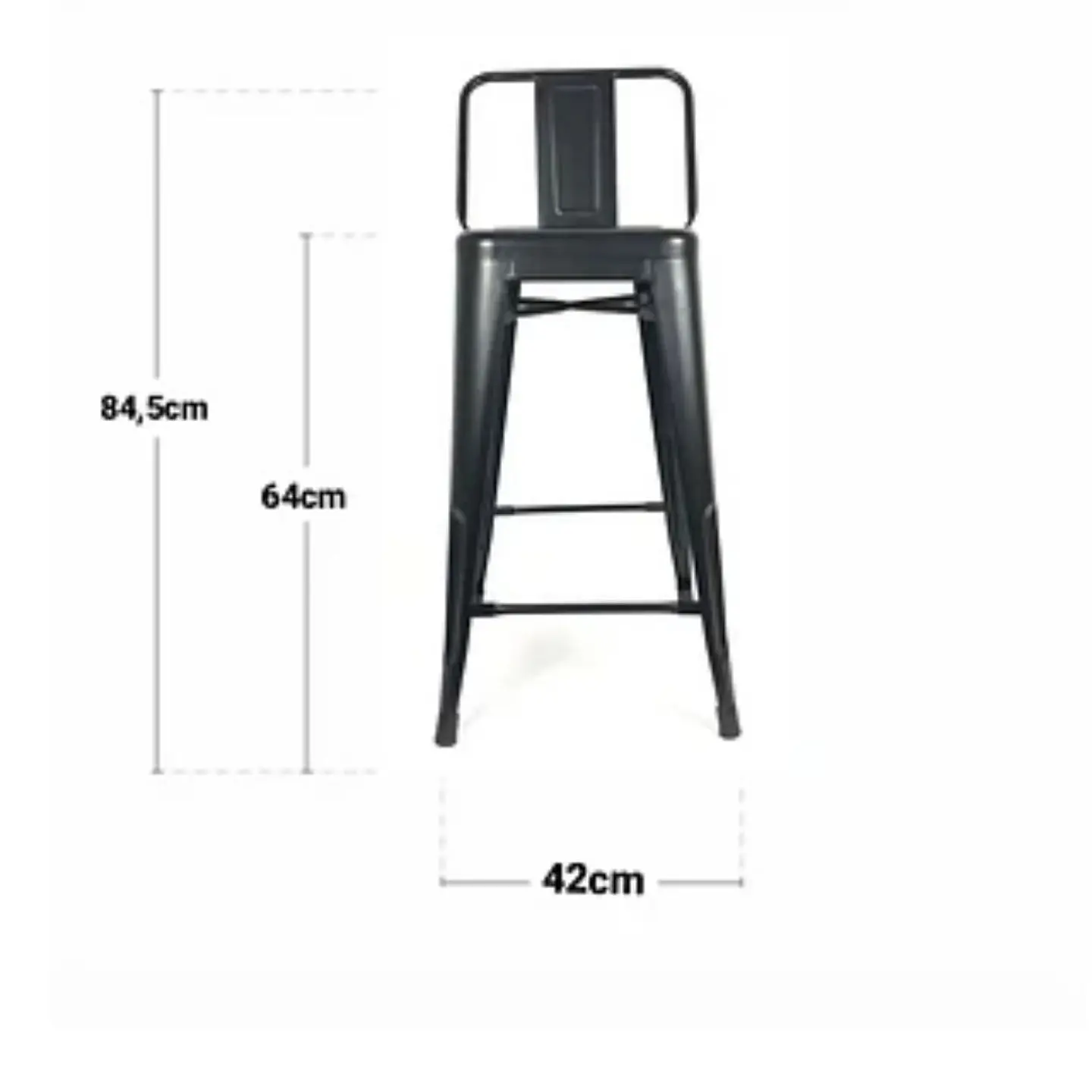 Taburete Bar Bajo Tolix Metal Negro 64cm 5