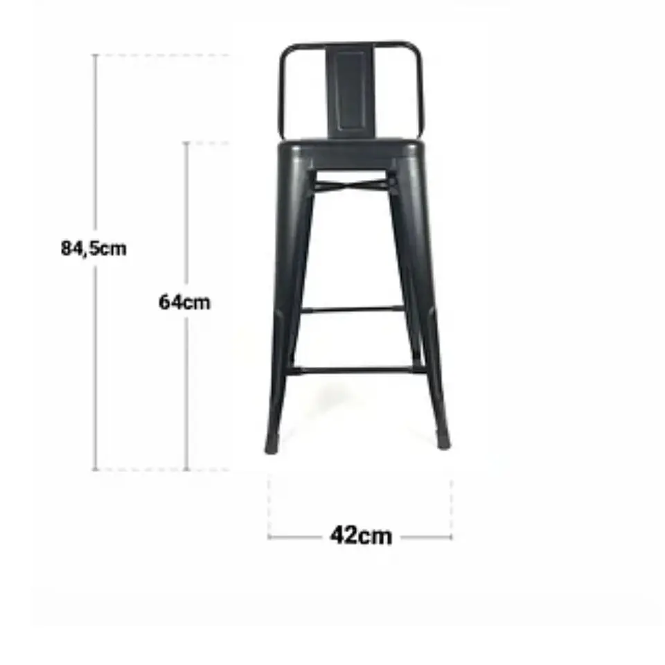 Taburete Bar Bajo Tolix Metal Negro 64cm 5