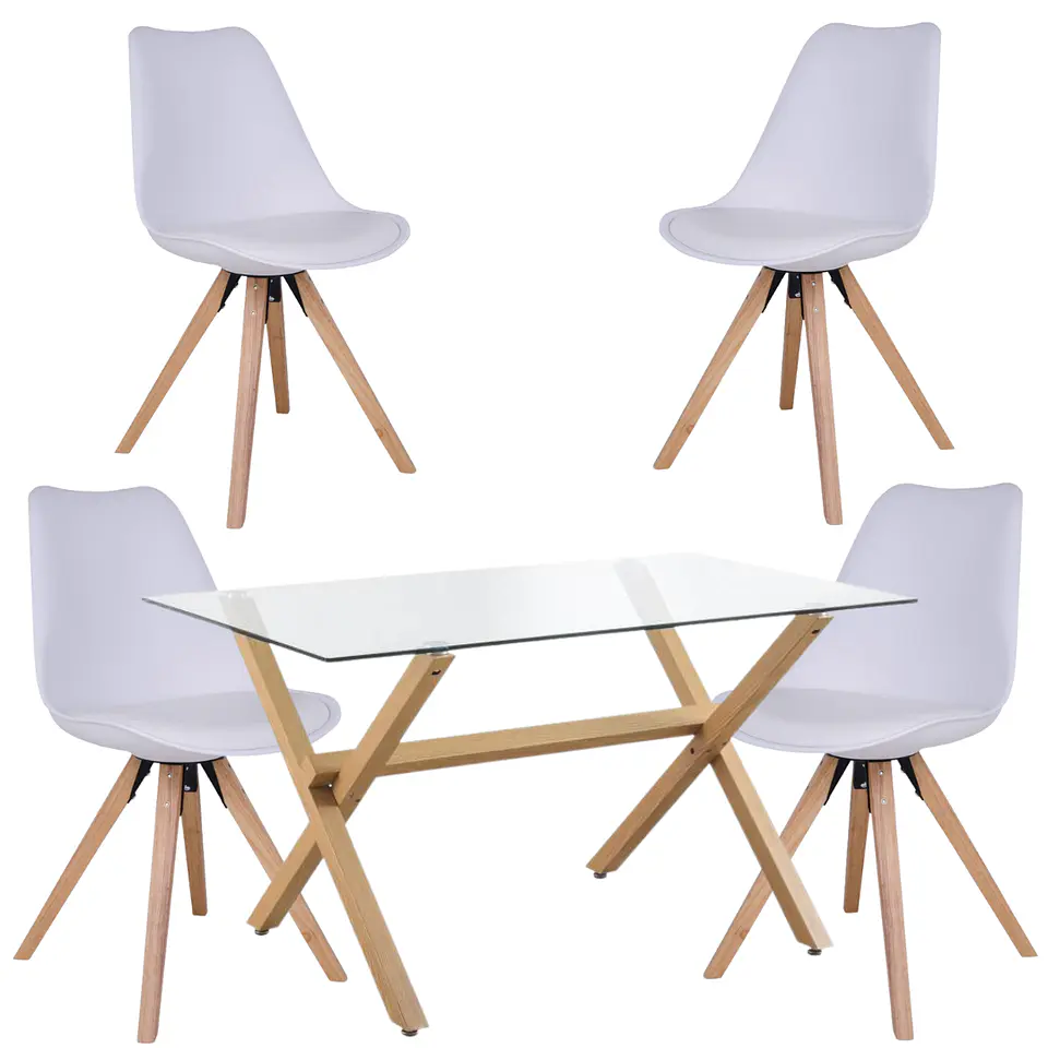 Comedor Rectangular Vidrio 4 Sillas Nordic – Mesa 100cm 2