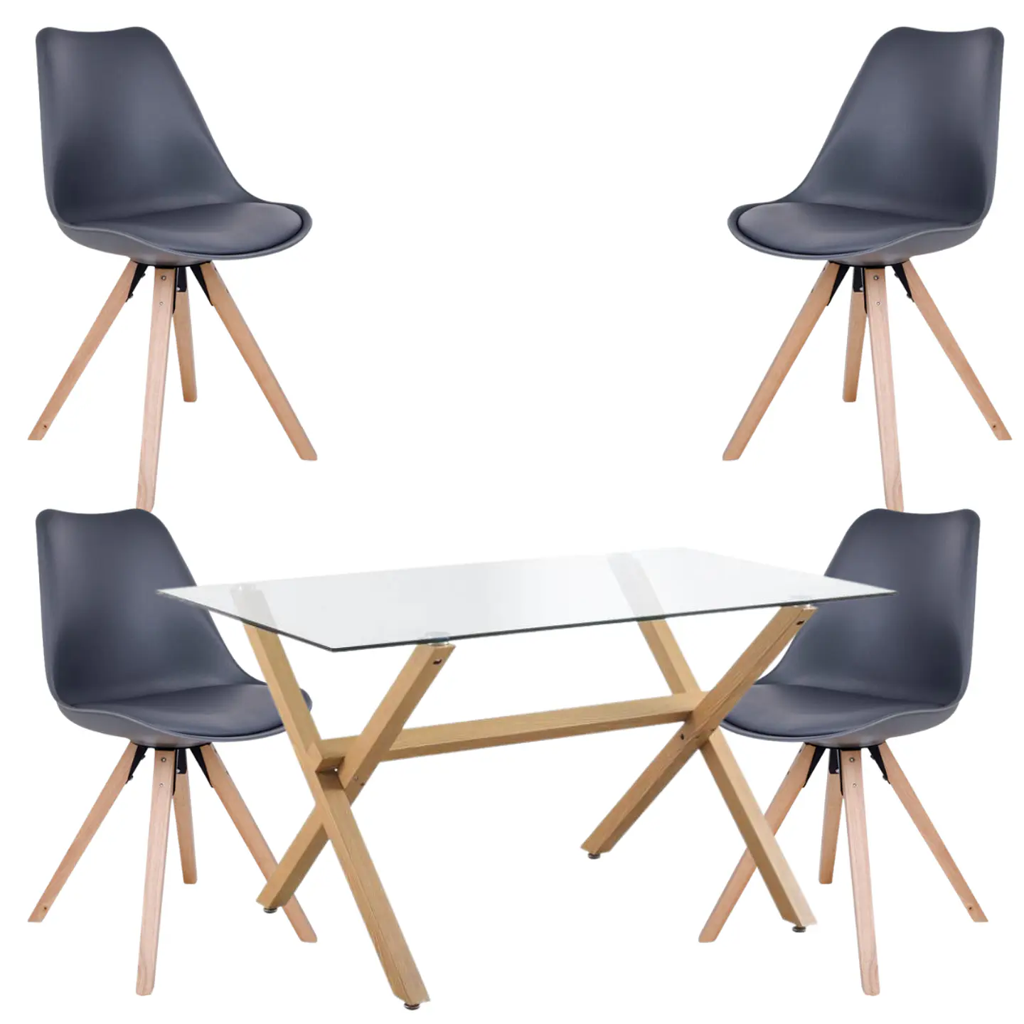 Comedor Rectangular Vidrio 4 Sillas Nordic – Mesa 100cm 1