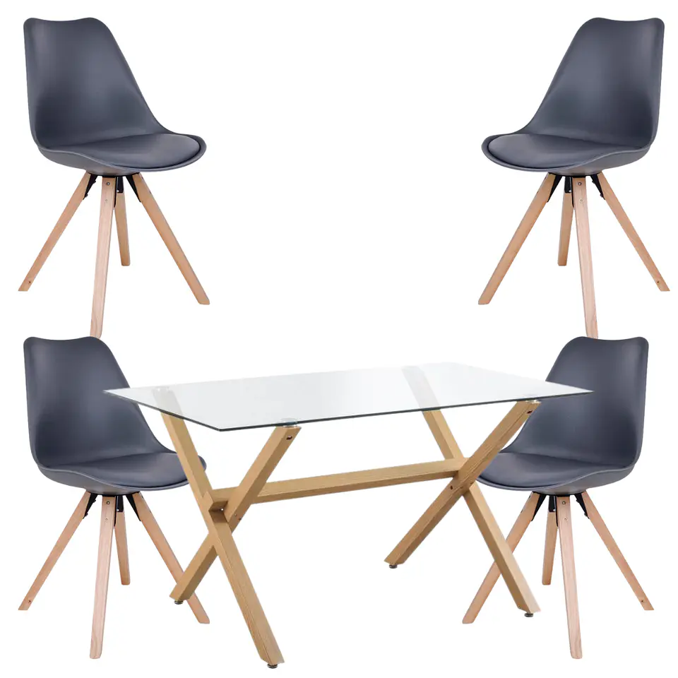 Comedor Rectangular Vidrio 4 Sillas Nordic – Mesa 100cm 1