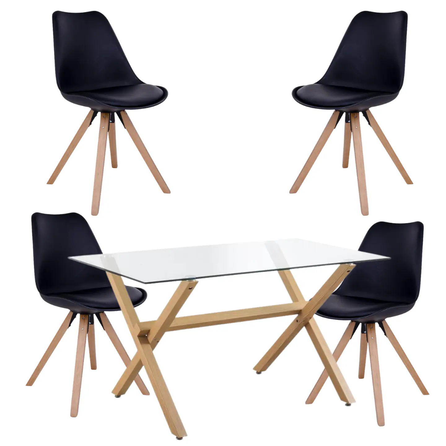 Comedor Rectangular Vidrio 4 Sillas Nordic – Mesa 100cm 3