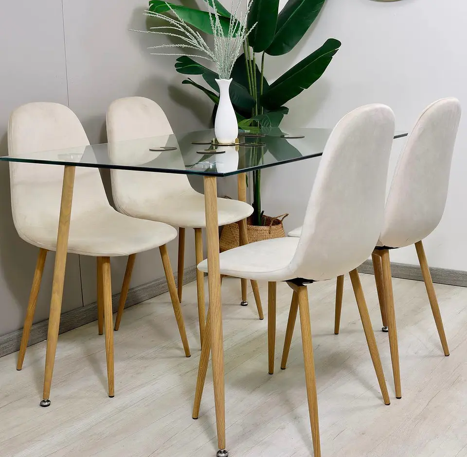 Comedor Rectangular Vidrio 4 Sillas Eames – Mesa 100cm 3