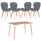 Mesa Rectangular eames Wood + 4 Sillas Mariposa Lino- comedor 130cm - Miniatura 3
