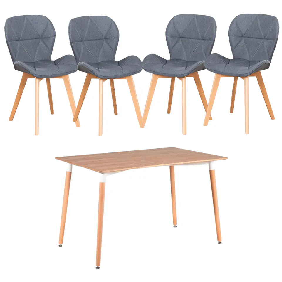 Mesa Rectangular eames Wood + 4 Sillas Mariposa Lino- comedor 130cm 3