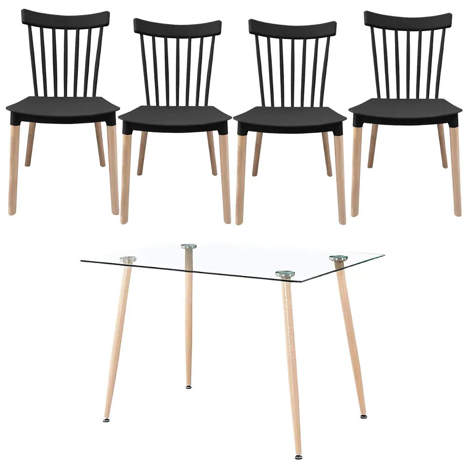 Comedor Rectangular Vidrio 4 Sillas Eames – Mesa 100cm 2
