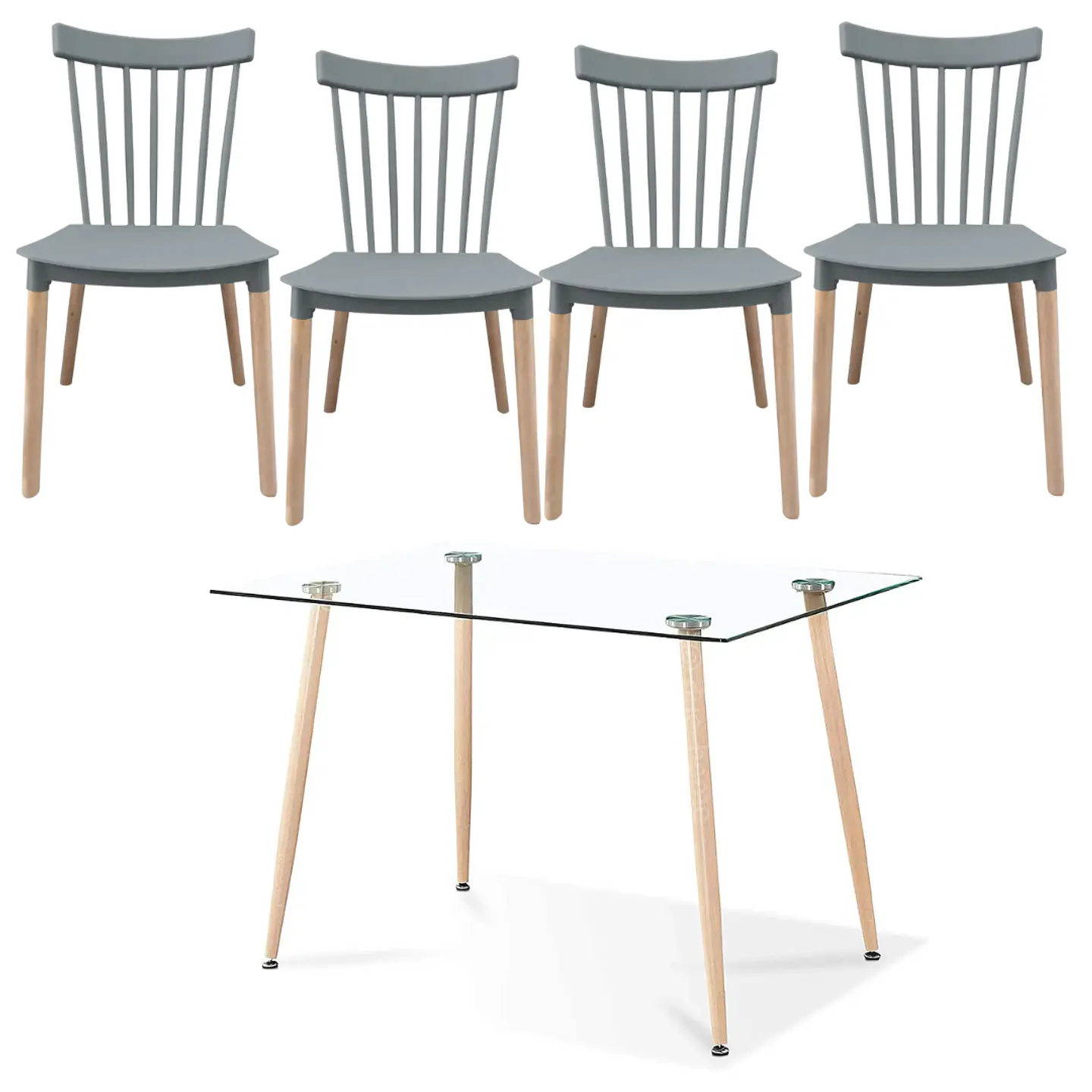 Comedor Rectangular Vidrio 4 Sillas Eames – Mesa 100cm 3
