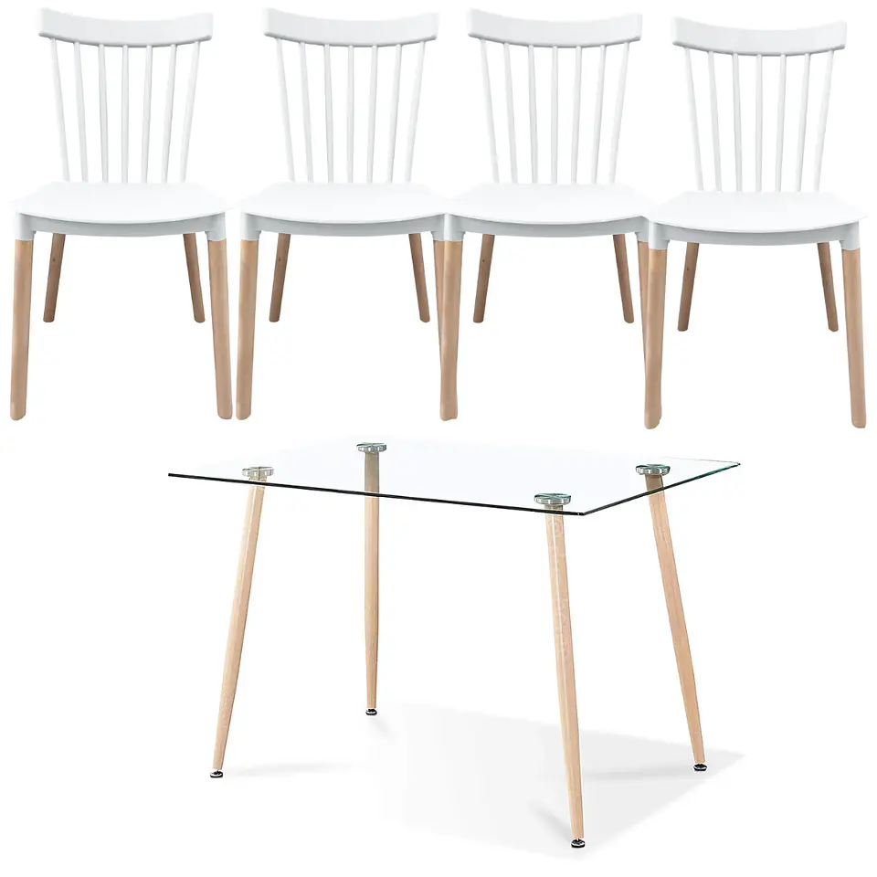 Comedor Rectangular Vidrio 4 Sillas Eames – Mesa 100cm 4