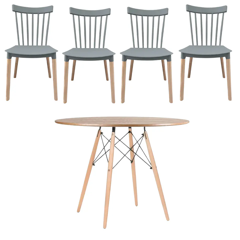 Comedor Redondo Madera 4 Sillas Windsor – Mesa 120cm 5