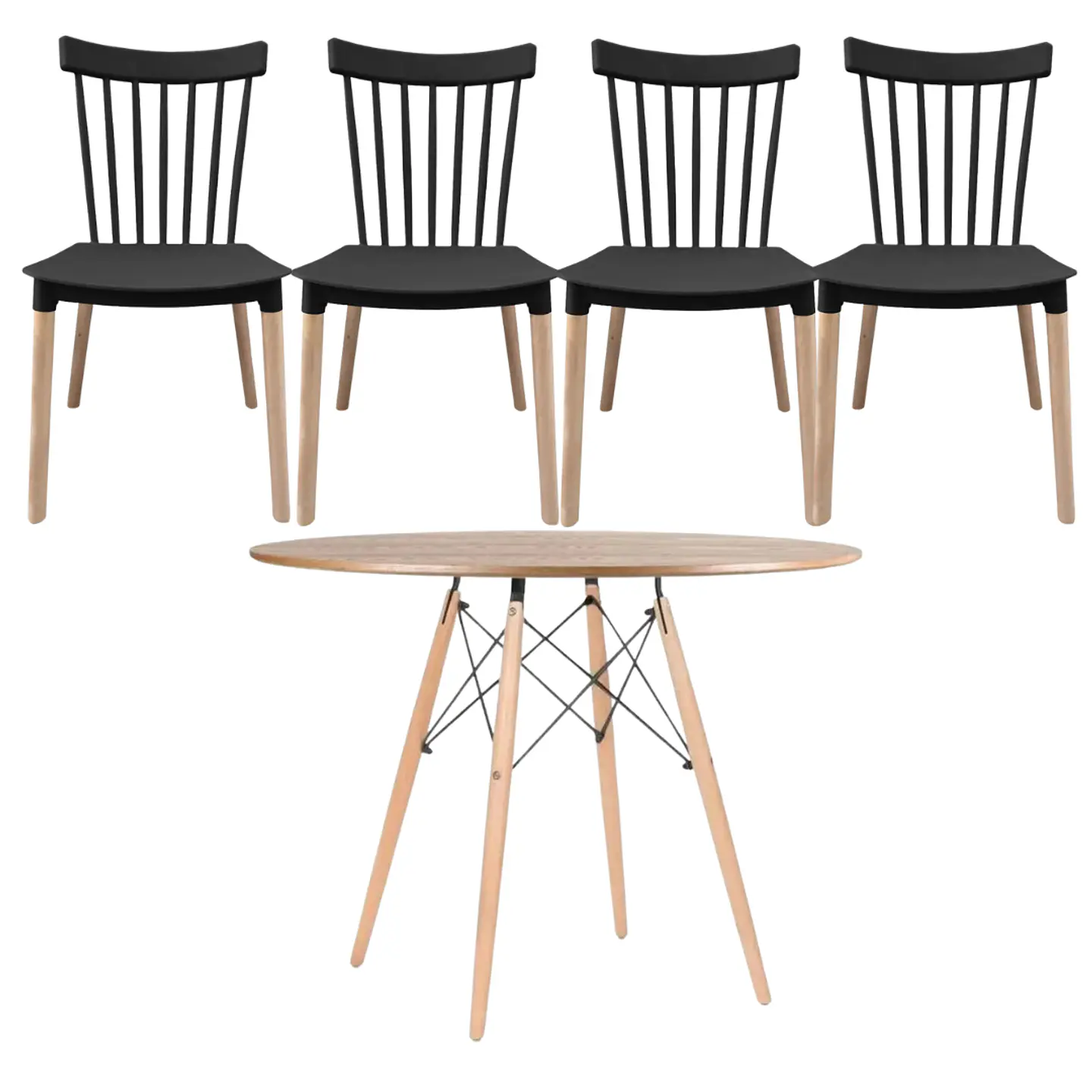 Comedor Redondo Madera 4 Sillas Windsor – Mesa 120cm 6