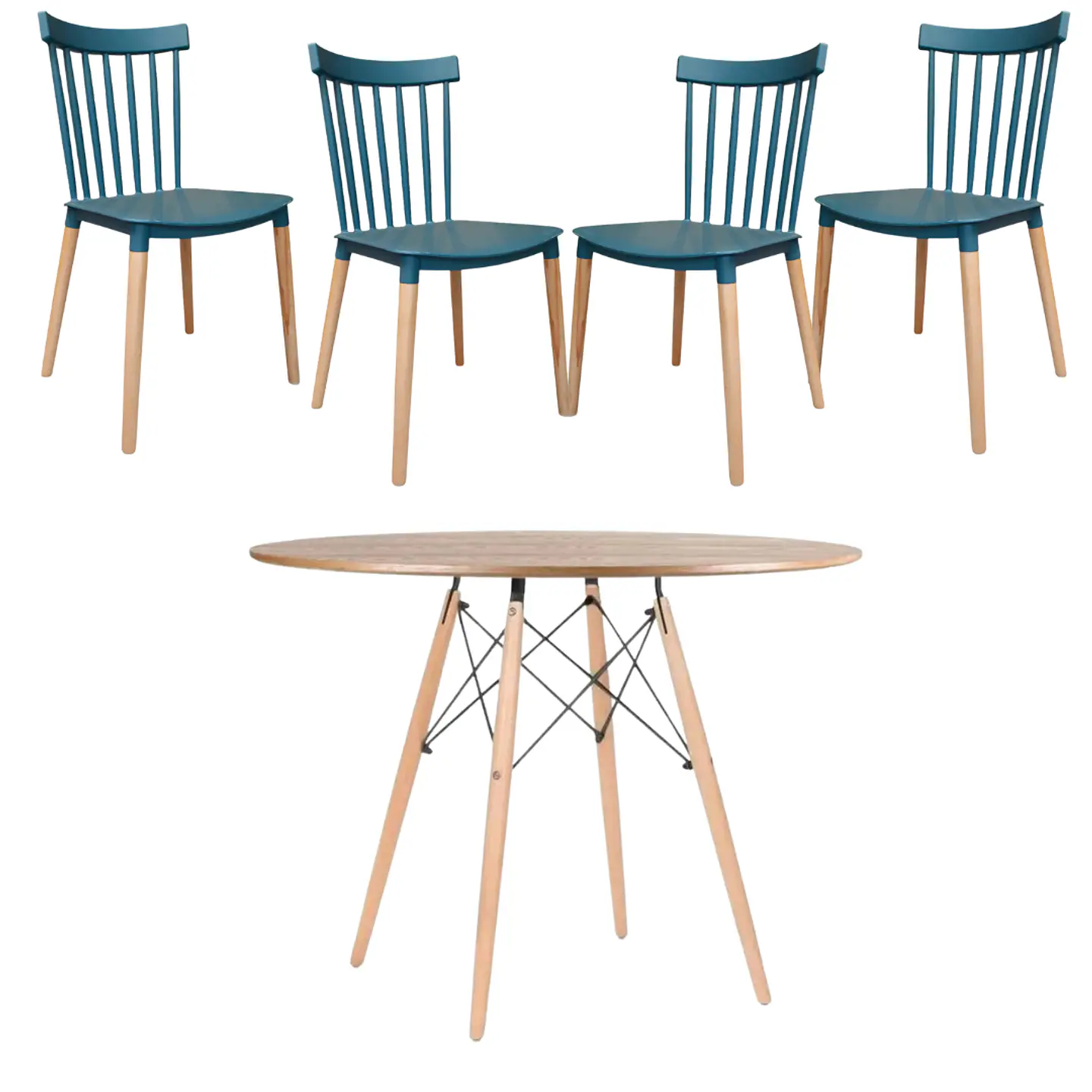 Comedor Redondo Madera 4 Sillas Windsor – Mesa 120cm 7