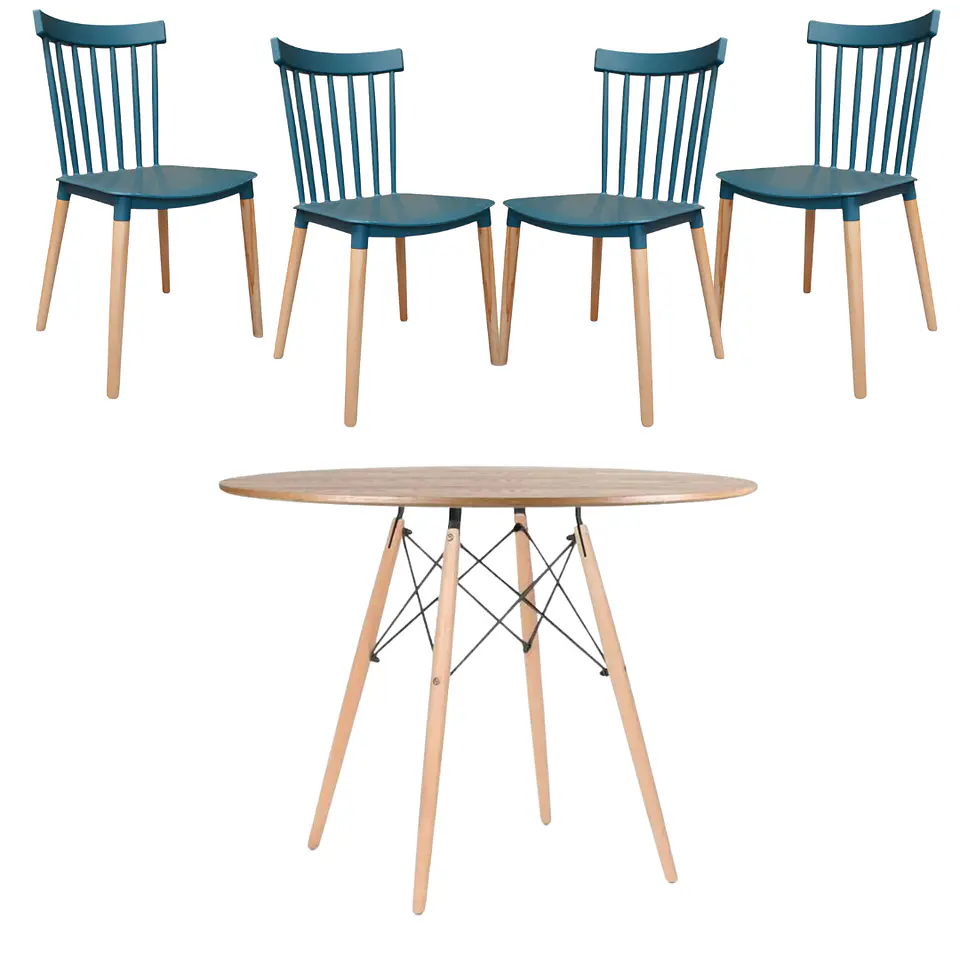 Comedor Redondo Madera 4 Sillas Windsor – Mesa 120cm 7