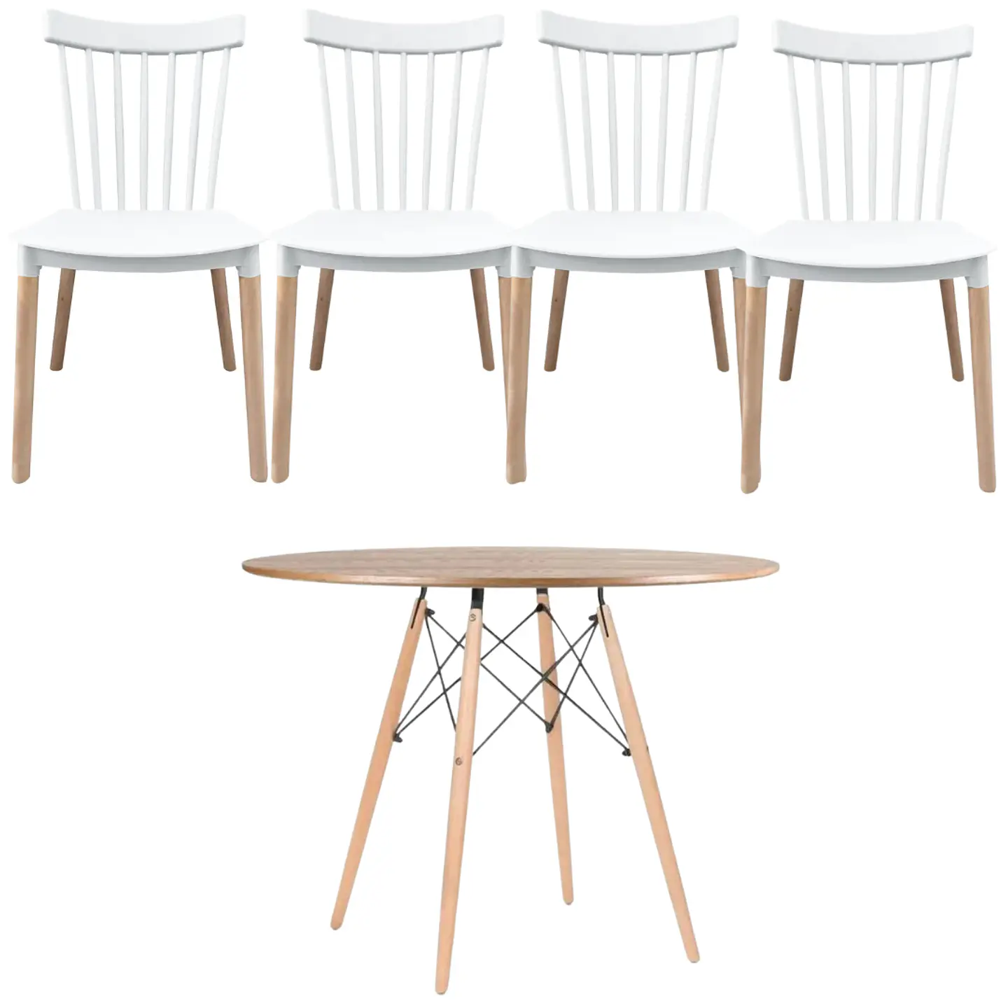 Comedor Redondo Madera 4 Sillas Windsor – Mesa 120cm 8