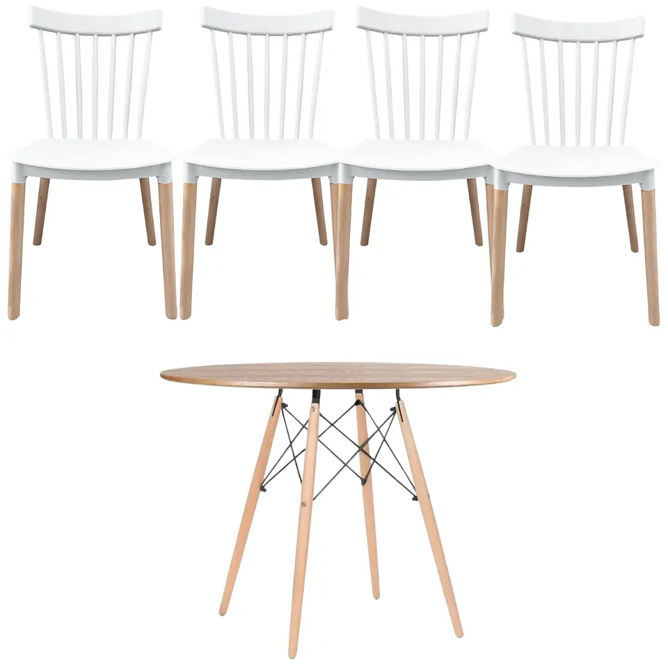 Comedor Redondo Madera 4 Sillas Windsor – Mesa 120cm 8