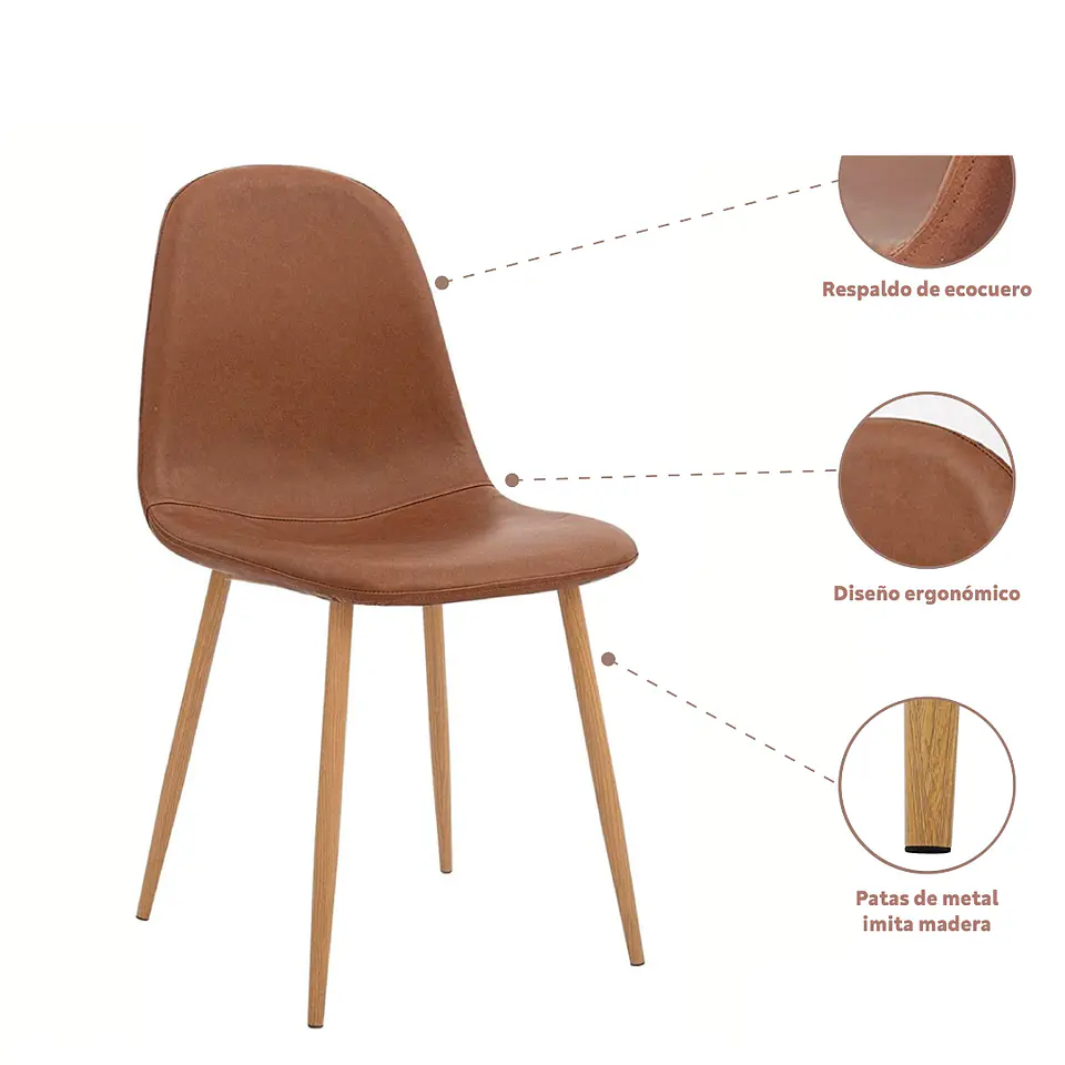 Silla Spoon Eco Cuero Café 5