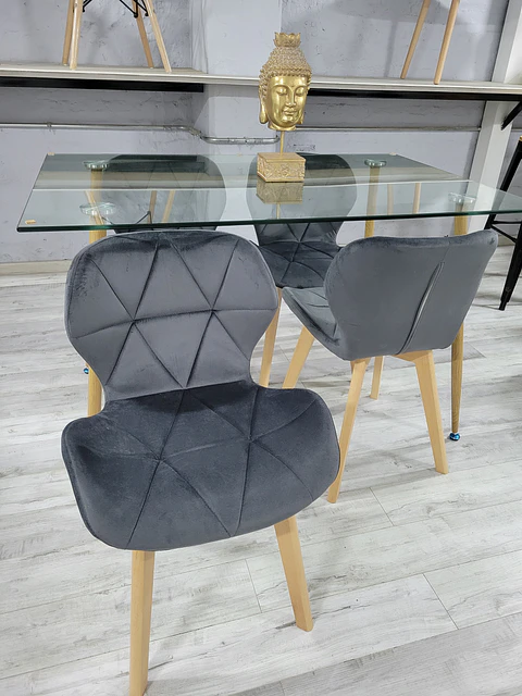 Comedor Rectangular Vidrio 4 Sillas Eames – Mesa 100cm