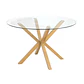 Mesa Madrid Warwick Cross Redonda de 100 cm Vidrio Templado y Patas Metálicas Efecto Madera Natural comedor restaurant - Miniatura 2