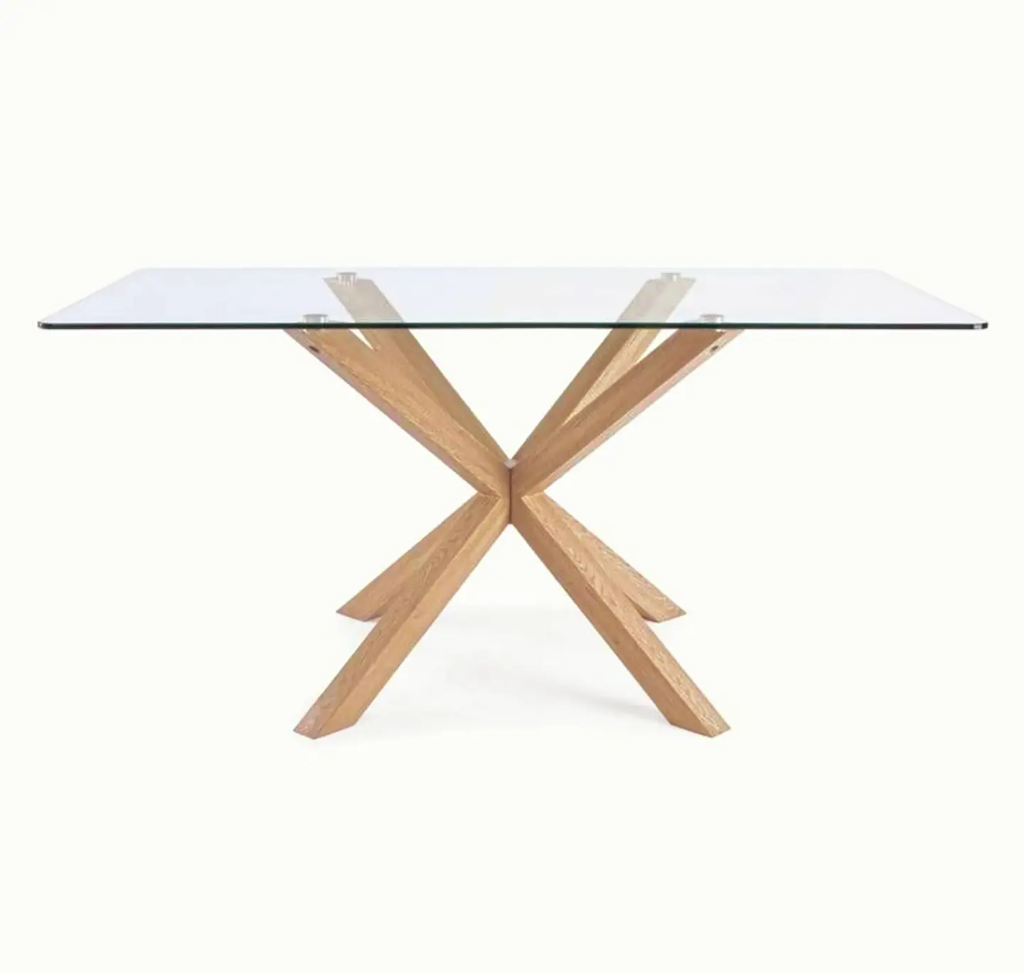Mesa Madrid Rectangular de Vidrio Templado con Patas de Metal Acabado Madera 4