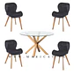 Mesa redonda cross Madrid + 4 sillas mariposa acolchada velvet- comedor  - Miniatura 2