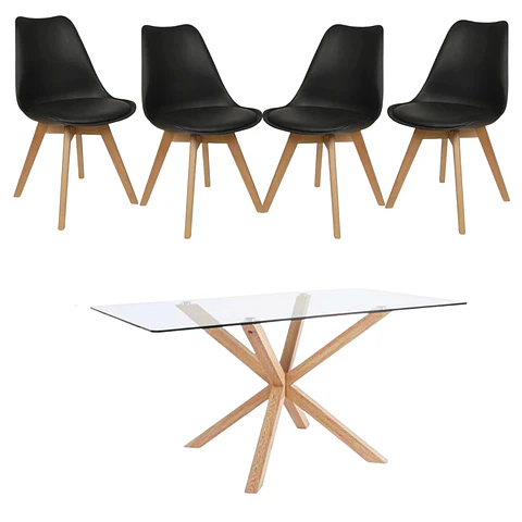 Mesa Warwick Rectangular con Sillas Tulip