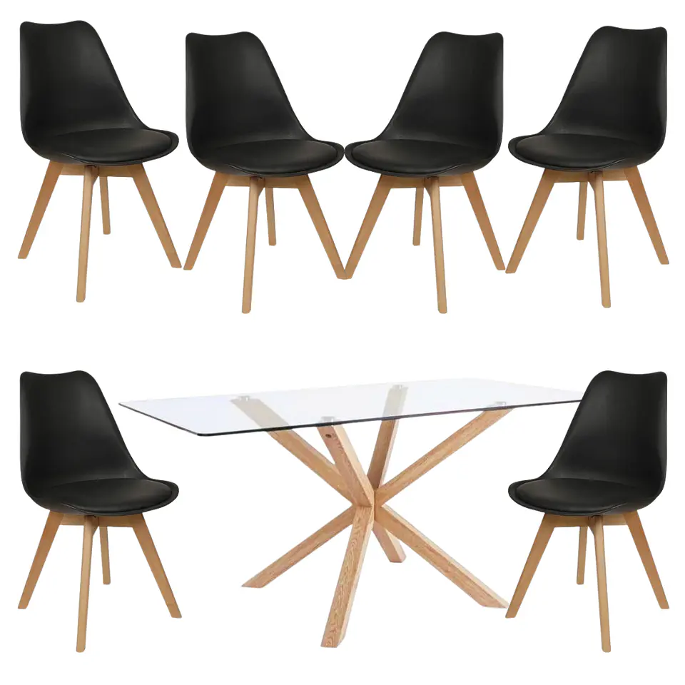 Mesa Warwick Rectangular con Sillas Tulip 8