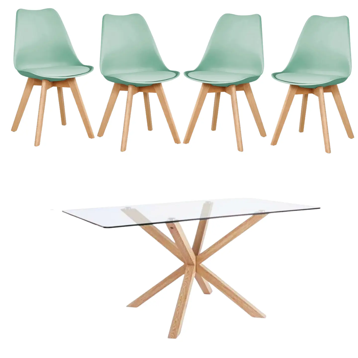 Mesa Warwick Rectangular con Sillas Tulip 6