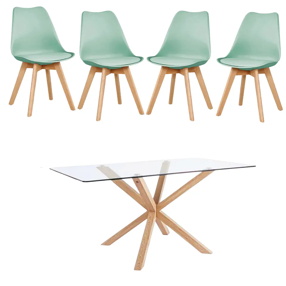 Mesa Warwick Rectangular con Sillas Tulip 6