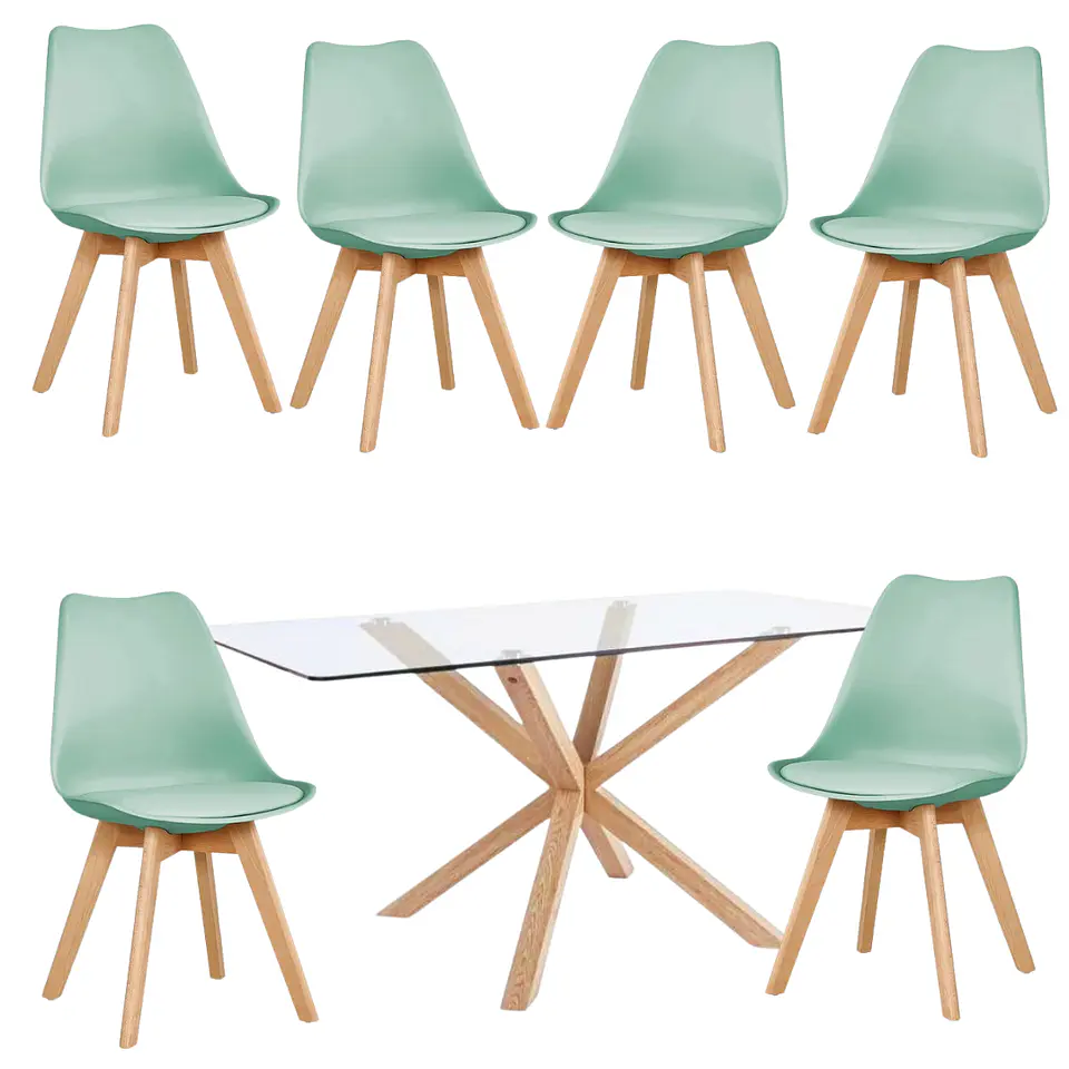Mesa Warwick Rectangular con Sillas Tulip 10