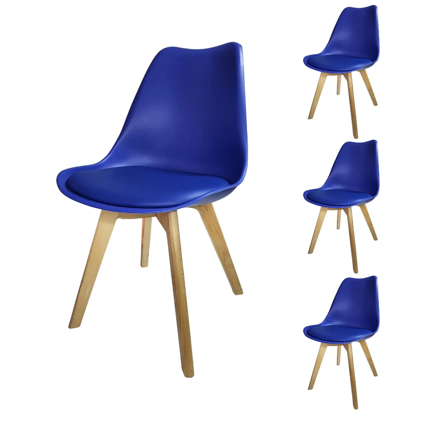 Pack 4 Sillas Tulip Asiento Polipropileno Cojín Eco Cuero  11