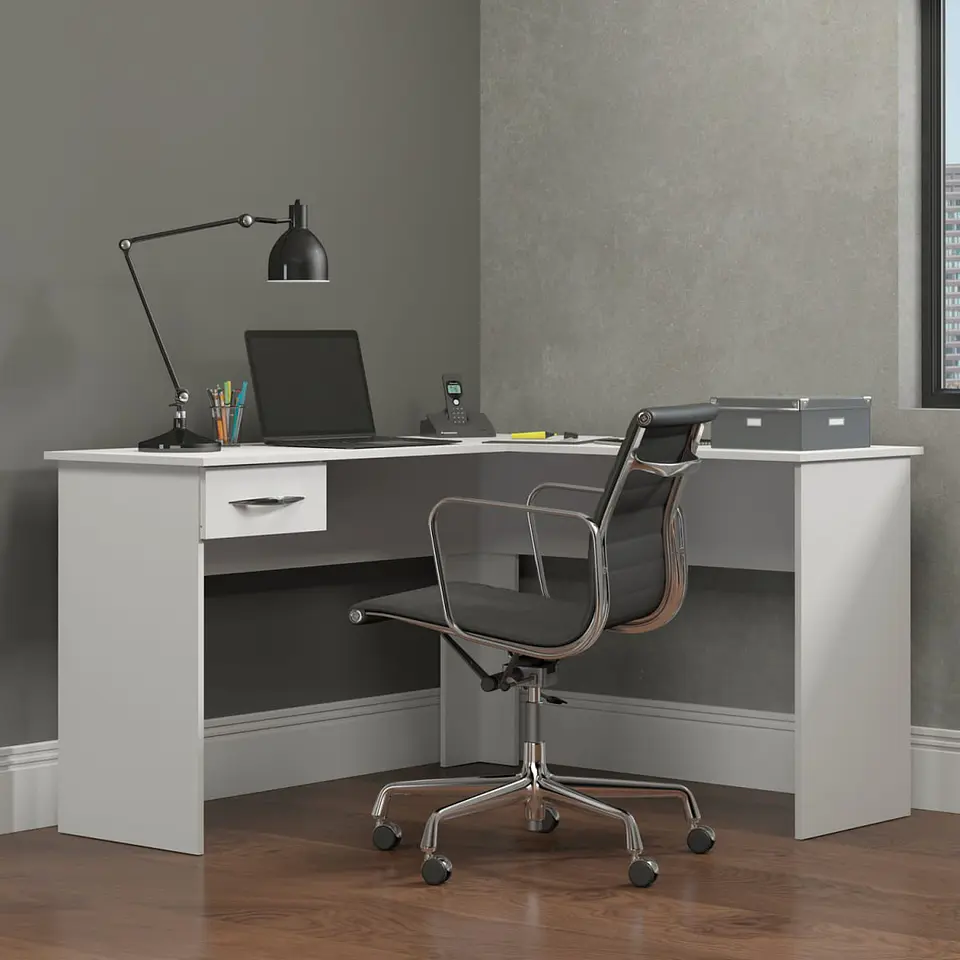 Escritorio Esquinero para Home Office MDF Blanco Slim 3